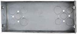 Cooper Crouse-Hinds - 4 Gang, (22) 1, 1/2 & 3/4" Knockouts, Steel Rectangle Outlet Box - 4-1/2" Overall Height x 10-7/18" Overall Width x 2-1/2" Overall Depth - Exact Tool & Supply