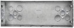 Cooper Crouse-Hinds - 5 Gang, (24) 1, 1/2 & 3/4" Knockouts, Steel Rectangle Outlet Box - 4-1/2" Overall Height x 12-1/4" Overall Width x 2-1/2" Overall Depth - Exact Tool & Supply