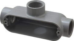 Cooper Crouse-Hinds - Form 5, T Body, 1" Trade, IMC, Rigid Aluminum Conduit Body - Oval/Rectangle, 6.33" OAL, 12.2 cc Capacity, Silver - Exact Tool & Supply