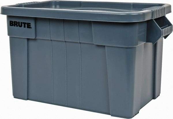 Rubbermaid - 20 Gal, 400 Lb Load Capacity Gray Polypropylene Tote Container - Nesting, 27.9" Long x 17.4" Wide x 15.1" High, Lid Included - Exact Tool & Supply