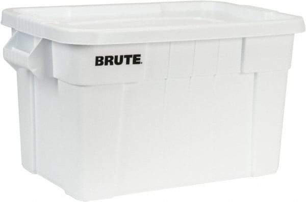 Rubbermaid - 20 Gal, 400 Lb Load Capacity White Polyethylene Tote Container - Nesting, 27.9" Long x 17.4" Wide x 15.1" High, Lid Included - Exact Tool & Supply