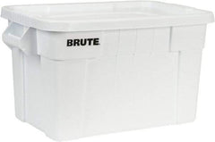 Rubbermaid - 20 Gal, 400 Lb Load Capacity White Polyethylene Tote Container - Nesting, 27.9" Long x 17.4" Wide x 15.1" High, Lid Included - Exact Tool & Supply