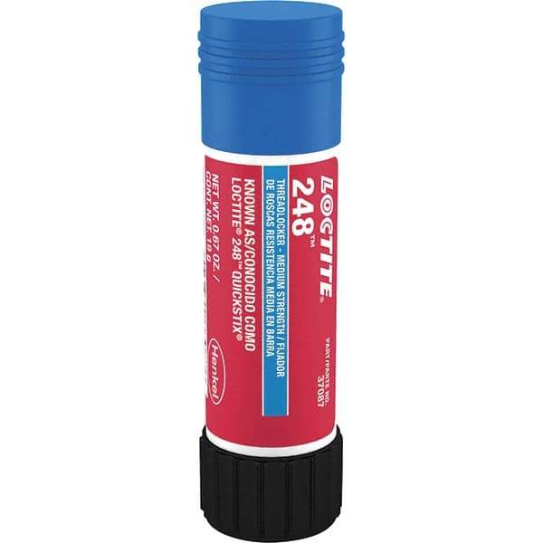 Loctite - 19 g Stick, Blue, Medium Strength Semisolid Threadlocker - Series 248, 24 hr Full Cure Time, Hand Tool, Heat Removal - Exact Tool & Supply