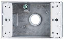 Cooper Crouse-Hinds - 1 Gang, (3) 1/2" Knockouts, Aluminum Rectangle Outlet Box - 4-9/16" Overall Height x 2-7/8" Overall Width x 2" Overall Depth, Weather Resistant - Exact Tool & Supply