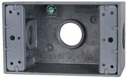 Cooper Crouse-Hinds - 1 Gang, (3) 3/4" Knockouts, Aluminum Rectangle Outlet Box - 4-9/16" Overall Height x 2-7/8" Overall Width x 2" Overall Depth, Weather Resistant - Exact Tool & Supply