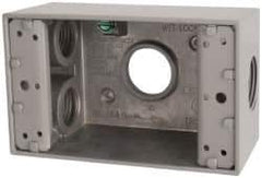 Cooper Crouse-Hinds - 1 Gang, (4) 3/4" Knockouts, Aluminum Rectangle Outlet Box - 4-9/16" Overall Height x 2-7/8" Overall Width x 2" Overall Depth, Weather Resistant - Exact Tool & Supply