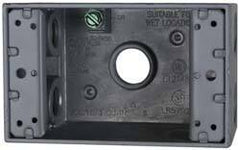 Cooper Crouse-Hinds - 1 Gang, (5) 1/2" Knockouts, Aluminum Rectangle Outlet Box - 4-9/16" Overall Height x 2-7/8" Overall Width x 2" Overall Depth, Weather Resistant - Exact Tool & Supply
