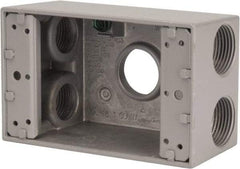 Cooper Crouse-Hinds - 1 Gang, (5) 3/4" Knockouts, Aluminum Rectangle Outlet Box - 4-9/16" Overall Height x 2-7/8" Overall Width x 2" Overall Depth, Weather Resistant - Exact Tool & Supply