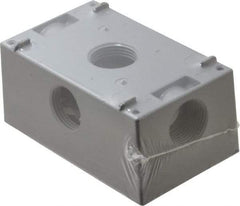 Cooper Crouse-Hinds - 1 Gang, (5) 3/4" Knockouts, Aluminum Rectangle Outlet Box - 4-9/16" Overall Height x 2-7/8" Overall Width x 2" Overall Depth, Weather Resistant - Exact Tool & Supply