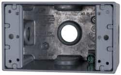 Cooper Crouse-Hinds - 1 Gang, (3) 1/2" Knockouts, Aluminum Rectangle Outlet Box - 4-1/4" Overall Height x 2-7/8" Overall Width x 2-21/32" Overall Depth, Weather Resistant - Exact Tool & Supply