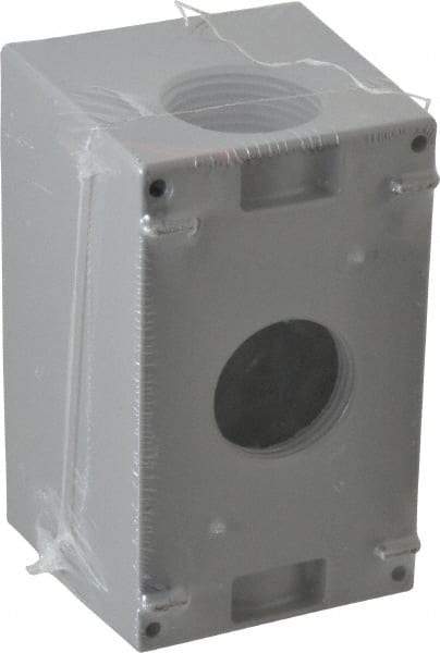 Cooper Crouse-Hinds - 1 Gang, (3) 1" Knockouts, Aluminum Rectangle Outlet Box - 4-1/4" Overall Height x 2-7/8" Overall Width x 2-21/32" Overall Depth, Weather Resistant - Exact Tool & Supply