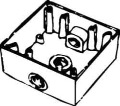 Cooper Crouse-Hinds - 2 Gang, (3) 1/2" Knockouts, Aluminum Rectangle Outlet Box - 4-9/16" Overall Height x 4-5/8" Overall Width x 2-1/16" Overall Depth, Weather Resistant - Exact Tool & Supply