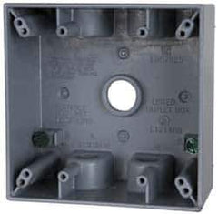 Cooper Crouse-Hinds - 2 Gang, (5) 1/2" Knockouts, Aluminum Rectangle Outlet Box - 4-9/16" Overall Height x 4-5/8" Overall Width x 2-1/16" Overall Depth, Weather Resistant - Exact Tool & Supply