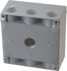Cooper Crouse-Hinds - 2 Gang, (7) 1/2" Knockouts, Aluminum Rectangle Outlet Box - 4-9/16" Overall Height x 4-5/8" Overall Width x 2-1/16" Overall Depth, Weather Resistant - Exact Tool & Supply