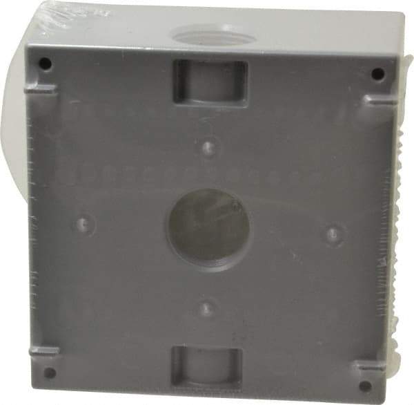 Cooper Crouse-Hinds - 2 Gang, (5) 3/4" Knockouts, Aluminum Rectangle Outlet Box - 4-9/16" Overall Height x 4-5/8" Overall Width x 2-1/16" Overall Depth, Weather Resistant - Exact Tool & Supply