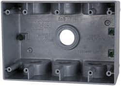 Cooper Crouse-Hinds - 3 Gang, (7) 3/4" Knockouts, Aluminum Rectangle Outlet Box - 2-5/8" Overall Depth, Weather Resistant - Exact Tool & Supply