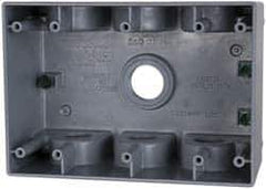 Cooper Crouse-Hinds - 3 Gang, (7) 3/4" Knockouts, Aluminum Rectangle Outlet Box - 2-5/8" Overall Depth, Weather Resistant - Exact Tool & Supply