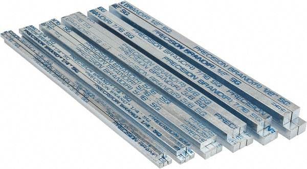 Precision Brand - 12" Long, Zinc-Plated Key Stock Assortment - Low Carbon Steel - Exact Tool & Supply