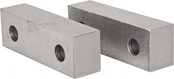 Gibraltar - 6-1/8" Wide x 2" High x 1-1/2" Thick, Flat/No Step Vise Jaw - Soft, Steel, Fixed Jaw, Compatible with 6" Vises - Exact Tool & Supply