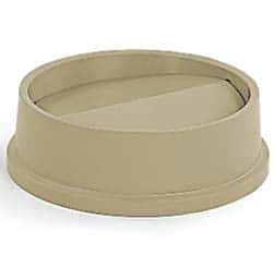 Rubbermaid - Round Lid for Use with 22 Gal Round Trash Cans - Beige, High-Impact Polystyrene, For Untouchable Trash Cans - Exact Tool & Supply