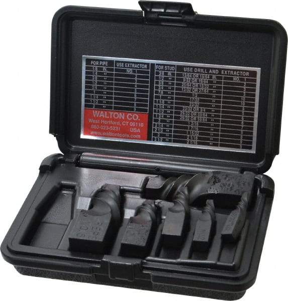 Walton - 6 Piece Spiral Flute Screw Extractor Set - Screw Range 3/8 to 1-3/4" - Exact Tool & Supply