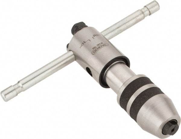 General - #0 to 1/4" Tap Capacity, T Handle Tap Wrench - 3-1/2" Overall Length, Ratcheting - Exact Tool & Supply