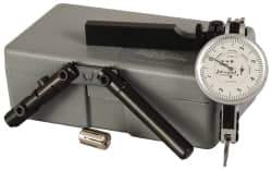 TESA Brown & Sharpe - 6 Piece, 0.0001" to 0.06" Measuring Range, 1-1/2" Dial Diam, 0-4-0 Dial Reading, White Dial Test Indicator Kit - 0.0001" Accuracy, 0.65" Contact Point Length, 0.08" Ball Diam, 0.001" Dial Graduation - Exact Tool & Supply