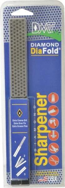 DMT - Extra Coarse Grade, Diamond Whetstone Sharpener - 220 Grit, 60 Micron, Diamond Area 4.3" Long x 1" Wide, 9-1/2" Open Length, 5" Closed Length - Exact Tool & Supply