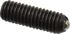 Vlier - 10-32, 0.094" Ball Diam, 0.57" Body Length, 0.025" Max Ball Reach, Threaded Ball Plunger - Steel Body, Stainless Steel Ball, 1.5 Lb Initial End Force, 3 Lb Final End Force, Locking Element - Exact Tool & Supply
