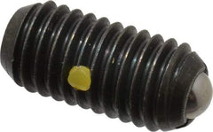 Vlier - 1/2-13, 0.281" Ball Diam, 1.05" Body Length, 0.072" Max Ball Reach, Threaded Ball Plunger - Steel Body, Stainless Steel Ball, 6 Lb Initial End Force, 12 Lb Final End Force, Locking Element - Exact Tool & Supply
