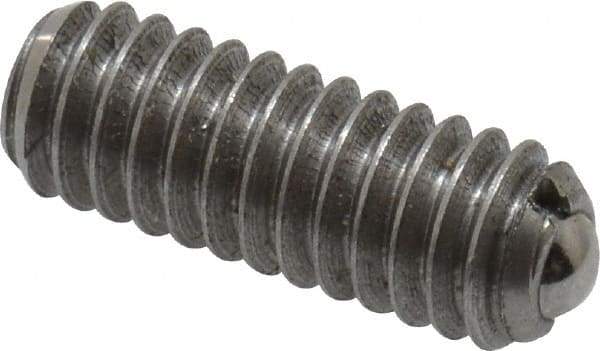 Vlier - 8-32, 0.094" Ball Diam, 0.445" Body Length, 0.025" Max Ball Reach, Threaded Ball Plunger - Stainless Steel Body, Stainless Steel Ball, 0.5 Lb Initial End Force, 1.25 Lb Final End Force - Exact Tool & Supply
