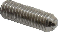 Vlier - 10-32, 0.094" Ball Diam, 0.57" Body Length, 0.025" Max Ball Reach, Threaded Ball Plunger - Stainless Steel Body, Stainless Steel Ball, 1.5 Lb Initial End Force, 3 Lb Final End Force - Exact Tool & Supply