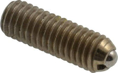 Vlier - 10-32, 0.094" Ball Diam, 0.57" Body Length, 0.025" Max Ball Reach, Threaded Ball Plunger - Stainless Steel Body, Stainless Steel Ball, 1.5 Lb Initial End Force, 3 Lb Final End Force, Locking Element - Exact Tool & Supply