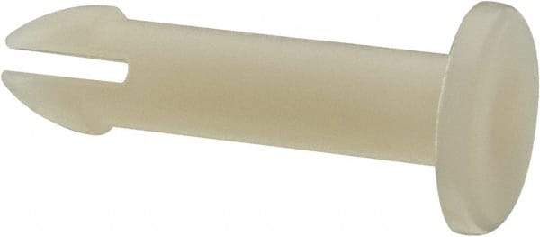 Made in USA - 0.18" Hole Diam, 7/8" OAL, Split Shank, Nylon Panel Rivet - 0.816" Length Under Head, 0.636" Material Thickness, 3/8" Head Diam - Exact Tool & Supply