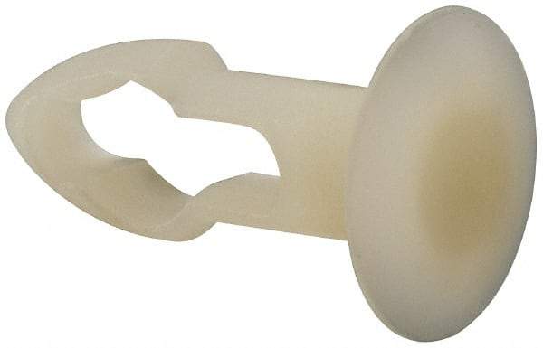Made in USA - 1/4" to 1/4" Hole Diam, Keyhole Shank, Nylon Panel Rivet - 7/16" Material Thickness, 1/2" Head Diam - Exact Tool & Supply