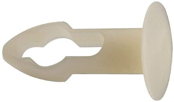 Made in USA - 1/4" to 1/4" Hole Diam, Keyhole Shank, Nylon Panel Rivet - 15/32" Material Thickness, 1/2" Head Diam - Exact Tool & Supply