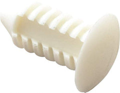 Made in USA - 3/16" Hole Diam, Ratchet Shank, Nylon Panel Rivet - 1/2" Length Under Head, 0.365" Material Thickness, 3/8" Head Diam - Exact Tool & Supply