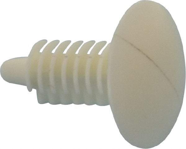 Made in USA - 1/4" to 1/4" Hole Diam, Ratchet Shank, Nylon Panel Rivet - 0.783" Length Under Head, 0.535" Material Thickness, 0.7" Head Diam - Exact Tool & Supply