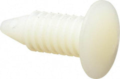 Made in USA - 9/32" Hole Diam, Ratchet Shank, Nylon Panel Rivet - 0.89" Length Under Head, 1/2" Material Thickness, 5/8" Head Diam - Exact Tool & Supply