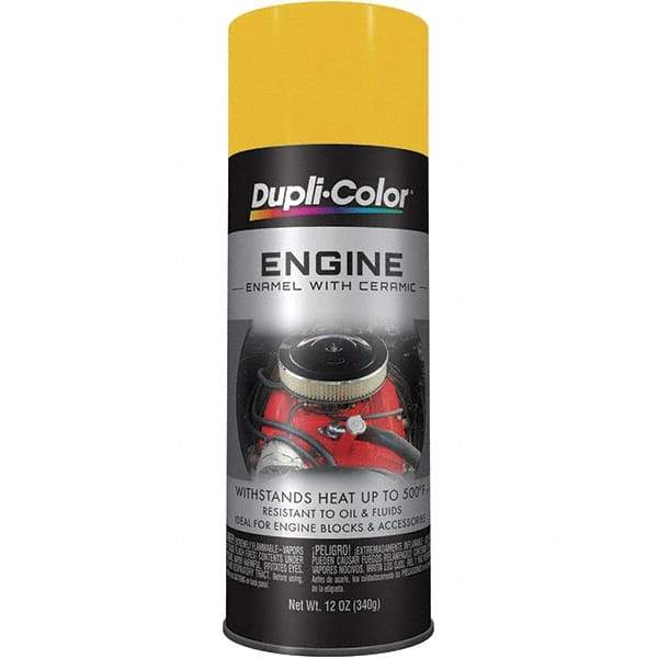 Dupli-Color - 12 oz Daytona Yellow Automotive Heat Resistant Paint - Gloss Finish, 500°F Max Temp, Comes in Aerosol Can - Exact Tool & Supply