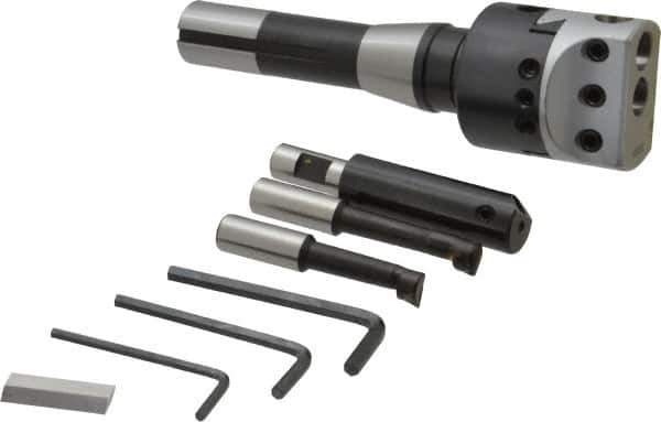 Accupro - 2 Inch Body, 1/2 Inch Boring Bar Hole Diameter, Manual Offset Boring Head - R8 Taper, Threaded Mount, 7/8-20 Thread - Exact Tool & Supply