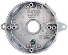 Cooper Crouse-Hinds - 1 Gang, (4) 3/4" Knockouts, Aluminum Round Outlet Box - 4-1/8" Overall Height x 4" Overall Width x 1-1/2" Overall Depth, Weather Resistant - Exact Tool & Supply