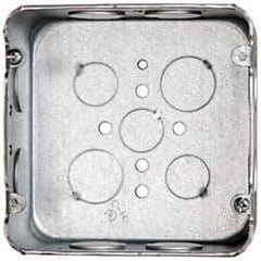 Cooper Crouse-Hinds - 1 Gang, (13) 1/2 & 3/4" Knockouts, Steel Square Outlet Box - 4-11/16" Overall Height x 4-11/16" Overall Width x 2-1/8" Overall Depth - Exact Tool & Supply