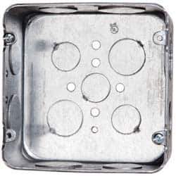 Cooper Crouse-Hinds - 1 Gang, (13) 1, 1/2 & 3/4" Knockouts, Steel Square Outlet Box - 4-11/16" Overall Height x 4-11/16" Overall Width x 2-1/8" Overall Depth - Exact Tool & Supply