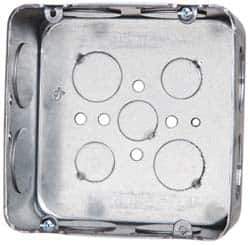 Cooper Crouse-Hinds - 1 Gang, (13) 1/2 & 3/4" Knockouts, Steel Square Outlet Box - 4-11/16" Overall Height x 4-11/16" Overall Width x 2-1/8" Overall Depth - Exact Tool & Supply
