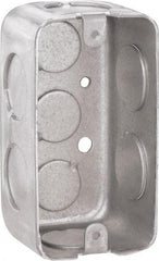 Cooper Crouse-Hinds - 1 Gang, (9) 1/2 & 3/4" Knockouts, Steel Rectangle Wall Box - 4" Overall Height x 2-1/8" Overall Width x 1-7/8" Overall Depth - Exact Tool & Supply