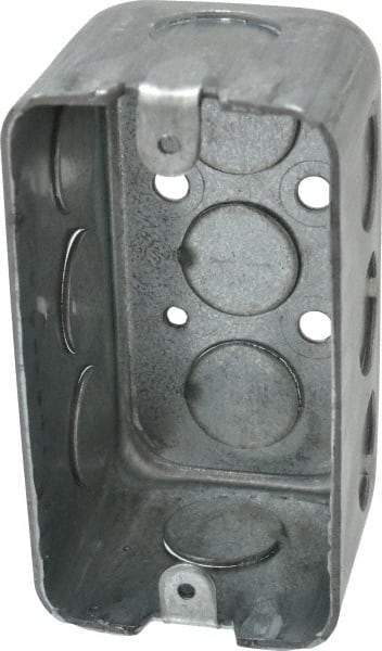 Cooper Crouse-Hinds - 1 Gang, (11) 1/2" Knockouts, Steel Rectangle Wall Box - 4" Overall Height x 2-1/8" Overall Width x 2-1/8" Overall Depth - Exact Tool & Supply