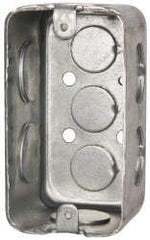 Cooper Crouse-Hinds - 1 Gang, (9) 1/2 & 3/4" Knockouts, Steel Rectangle Wall Box - 4" Overall Height x 2-1/8" Overall Width x 2-1/8" Overall Depth - Exact Tool & Supply