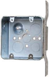 Cooper Crouse-Hinds - 1 Gang, (14) 1/2 & 3/4" Knockouts, Steel Square Wall Box - 4" Overall Height x 4" Overall Width x 2-1/8" Overall Depth - Exact Tool & Supply