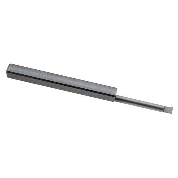 Accupro - 1/2" Cutting Depth, 32 to 64 TPI, 0.09" Diam, Internal Thread, Solid Carbide, Single Point Threading Tool - Bright Finish, 1-1/2" OAL, 1/8" Shank Diam, 0.025" Projection from Edge, 60° Profile Angle - Exact Tool & Supply